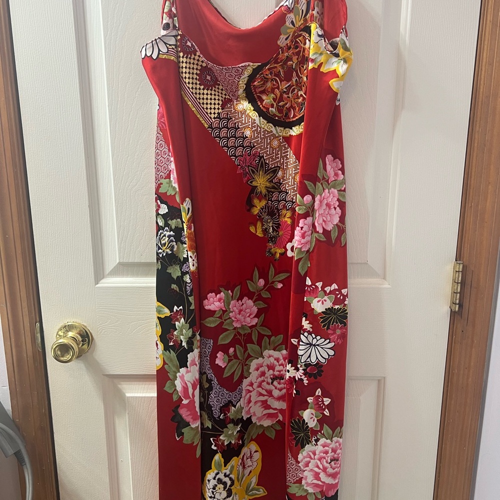 Natori Private Luxuries Gown Size Large Red Charmeuse Silky Slip Nightgown - Picture 2 of 5
